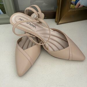 Easy Street Nude Pointed Toe Slingback kitten heel